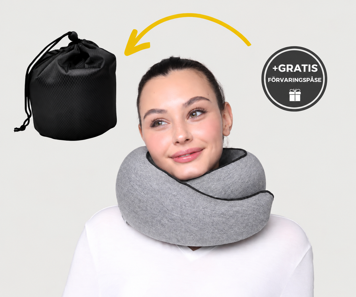 Resekudde runt halsen, med gratis förvaringspåse